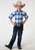 Roper Boys Poplin Plaid Blue Cotton Blend S/S Shirt