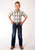 Roper Boys Kids Khaki/Blue 100% Cotton Saddle Plaid BD S/S Shirt