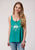 Roper Womens Turquoise Poly/Rayon Loose Fit Buffalo S/L Tank Top