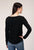 Roper Womens Wild West Longhorn Black 100% Cotton L/S T-Shirt