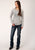 Roper Womens Grey Poly/Rayon Cowgirl Crest L/S T-Shirt
