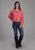 Roper Womens Fleece Longhorn Bright Corral 100% Cotton Sweatshirt