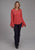 Roper Womens Eyelet Front Yoke Red 100% Cotton L/S Blouse
