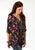 Roper Womens Black Poly/Spandex Shark Bite Floral S/S Tunic