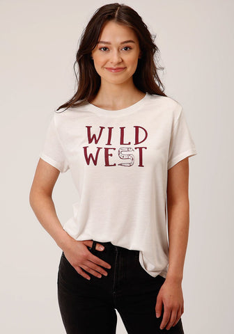 Roper Womens Wild West Ivory Poly/Rayon S/S T-Shirt