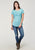 Roper Womens Matching Fringe Light Blue Poly/Cotton S/S T-Shirt