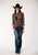 Roper Womens Arrow Dobby Plaid Brown 100% Cotton L/S Shirt