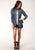 Roper Womens Zig Zag Tribal Blue 100% Cotton L/S Shirt