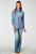 Roper Womens 1932 Skies Tie Blue 100% Cotton L/S Shirt