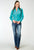 Roper Womens Turquoise Stretch Blue Cotton Blend L/S Shirt