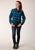 Roper Womens Unlined Flannel Blue/Turquoise 100% Cotton L/S Shirt