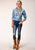 Roper Womens Denim Split V Blue 100% Cotton L/S Blouse