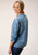 Roper Womens Denim Split V Blue 100% Cotton L/S Blouse