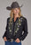 Roper Womens Vertical Floral Border Black 100% Cotton L/S Blouse
