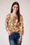 Roper Womens Collage 3/4 Sleeve Brown 100% Rayon L/S Blouse