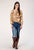 Roper Womens Collage 3/4 Sleeve Brown 100% Rayon L/S Blouse
