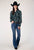Roper Womens Jewelry Boyfriend Black 100% Rayon L/S Blouse