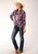 Roper Womens Bandana Print Red Rayon/Nylon L/S Shirt