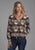 Roper Womens 2201 Icon Aztec Brown Multi 100% Rayon V-neck L/S Blouse