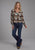 Roper Womens 2201 Icon Aztec Brown Multi 100% Rayon V-neck L/S Blouse