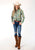 Roper Womens Snake Print Teal 100% Polyester L/S Shirt