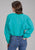Roper Womens Cropped Seersucker Turquoise 100% Cotton L/S Blouse