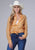 Roper Womens Boyfriend Eyelets Yellow/Gold 100% Cotton L/S Blouse