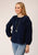 Roper Womens Corduroy Velour Navy 100% Cotton L/S Blouse