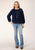 Roper Womens Corduroy Velour Navy 100% Cotton L/S Blouse