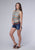 Roper Womens 2007 Distressed Aztec Cream 100% Cotton S/L Shirt