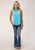Roper Womens Colorful Embroidery Turquoise 100% Polyester S/L Shirt