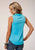 Roper Womens Colorful Embroidery Turquoise 100% Polyester S/L Shirt