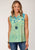 Roper Womens Summer Floral Green 100% Polyester S/L Shirt