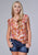 Roper Womens Groovy Cacti Pink 100% Rayon S/L Blouse