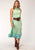 Roper Womens Floral Border Print Green Polyester S/L Dress