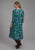 Roper Womens Feather Georgette Teal 100% Polyester 3/4 Sleeve Dress