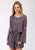 Roper Womens Blue Rayon/Nylon Paisley Stripe L/S Romper