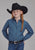 Roper Youth Girls 2163 Stretch Diamond Blue Cotton Blend L/S Shirt