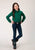 Roper Girls Solid Black Fill Green 100% Cotton L/S Shirt