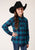 Roper Girls Unlined Plaid Blue/Black 100% Cotton L/S Shirt