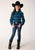 Roper Girls Unlined Plaid Blue/Black 100% Cotton L/S Shirt