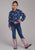 Roper Youth Girls 2426 Skulls Western Navy 100% Rayon L/S Blouse