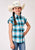 Roper Girls Plaid Poplin Turquoise Cotton Blend S/S Shirt