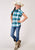 Roper Girls Plaid Poplin Turquoise Cotton Blend S/S Shirt