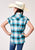 Roper Girls Plaid Poplin Turquoise Cotton Blend S/S Shirt