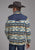 Roper Mens 2321 Aztec Print Cream/Blue Fleece Pullover Sweater