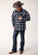 Roper Mens Snap Lined Blue 100% Cotton L/S Shirt