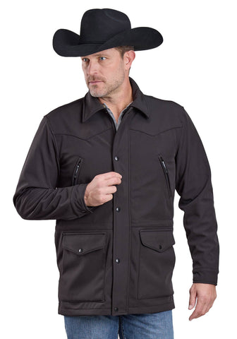 Roper Mens Barn Coat Black Poly/Spandex Softshell Jacket