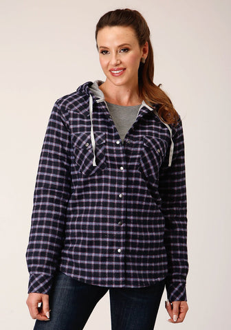 Roper Womens Thermal Lined Flannel Blue 100% Cotton Jacket