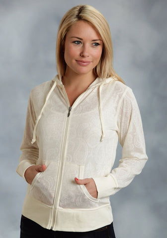 Ouray Womens Cream 100% Cotton USA Zip Hoodie